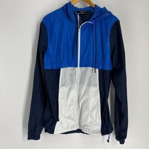 Under Armour Hoodie Mens Small Blue White Color-block Athletic Light Windbreaker